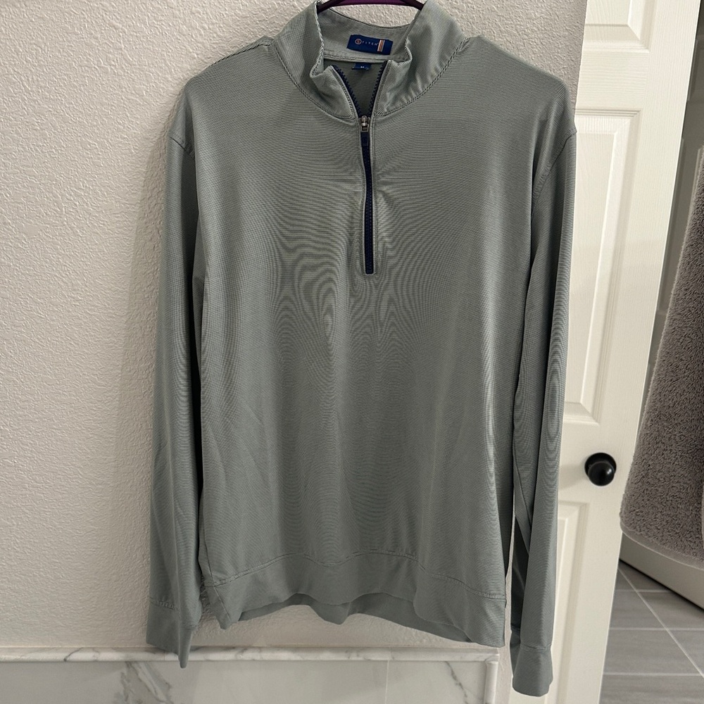 Men's Green striped Quarter-Zip Sweater